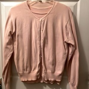 🎀 2pc Pink Sweater set Large, short sleeve top and cardigan
